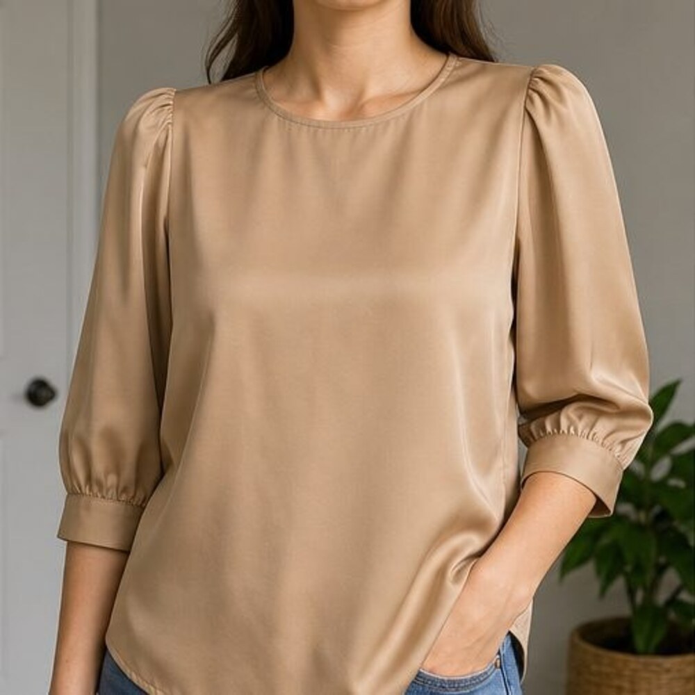 Camel Wrap Blouse - Picture 2 of 6